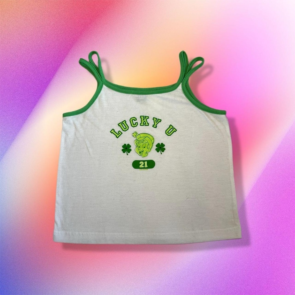 Vintage Target Kids Lucky Charms Camisole - White with Green Trim